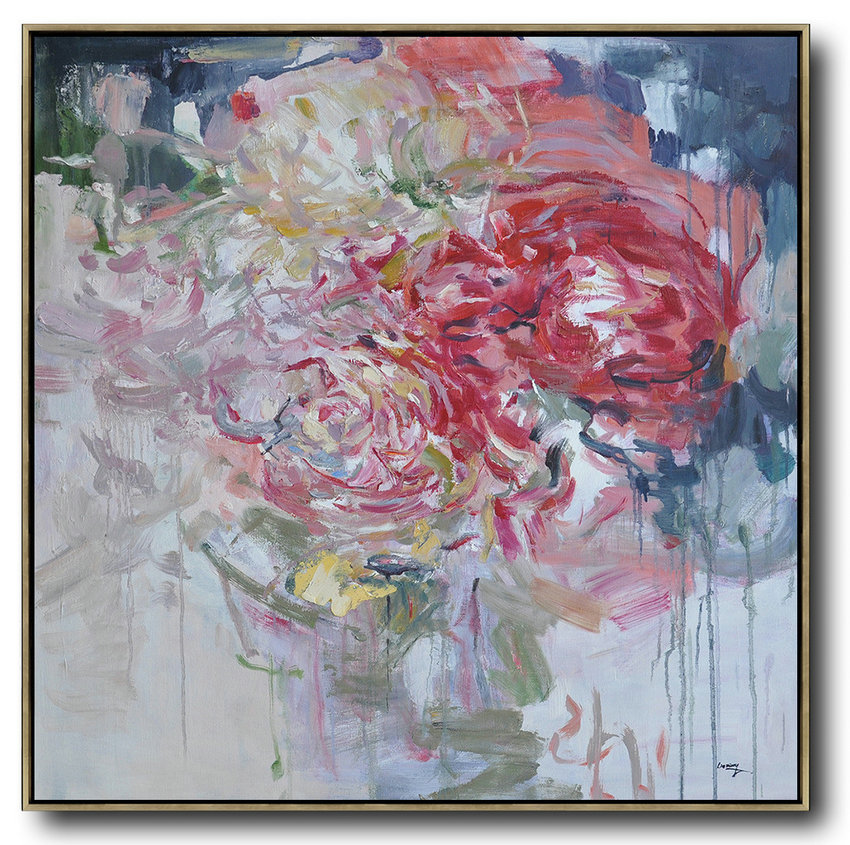 Abstract Flower Oil Painting Large Size Modern Wall Art #ABS0A11 - Click Image to Close